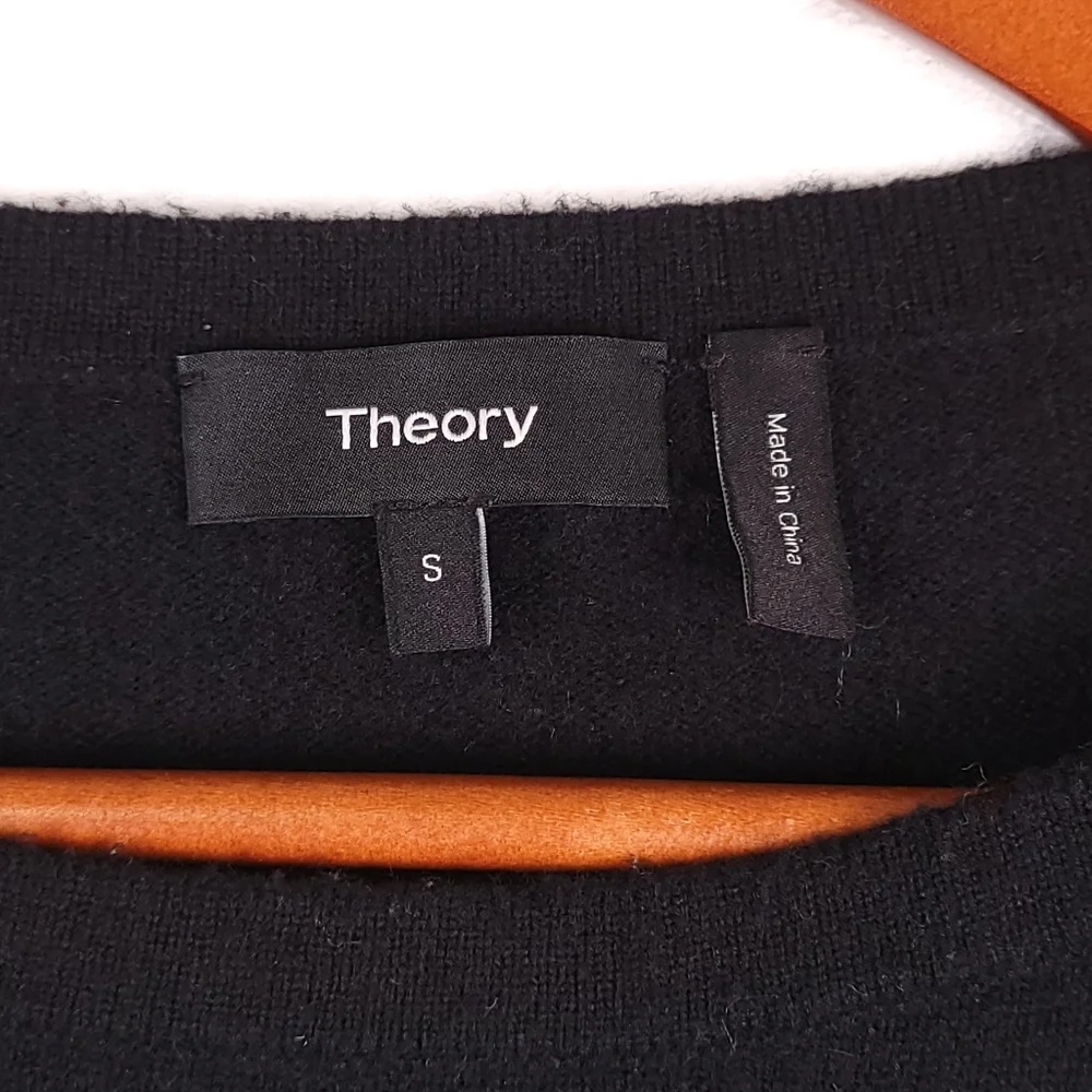 Theory 100% Cashmere Long Line Tunic Long Sleeve Sweater Black S